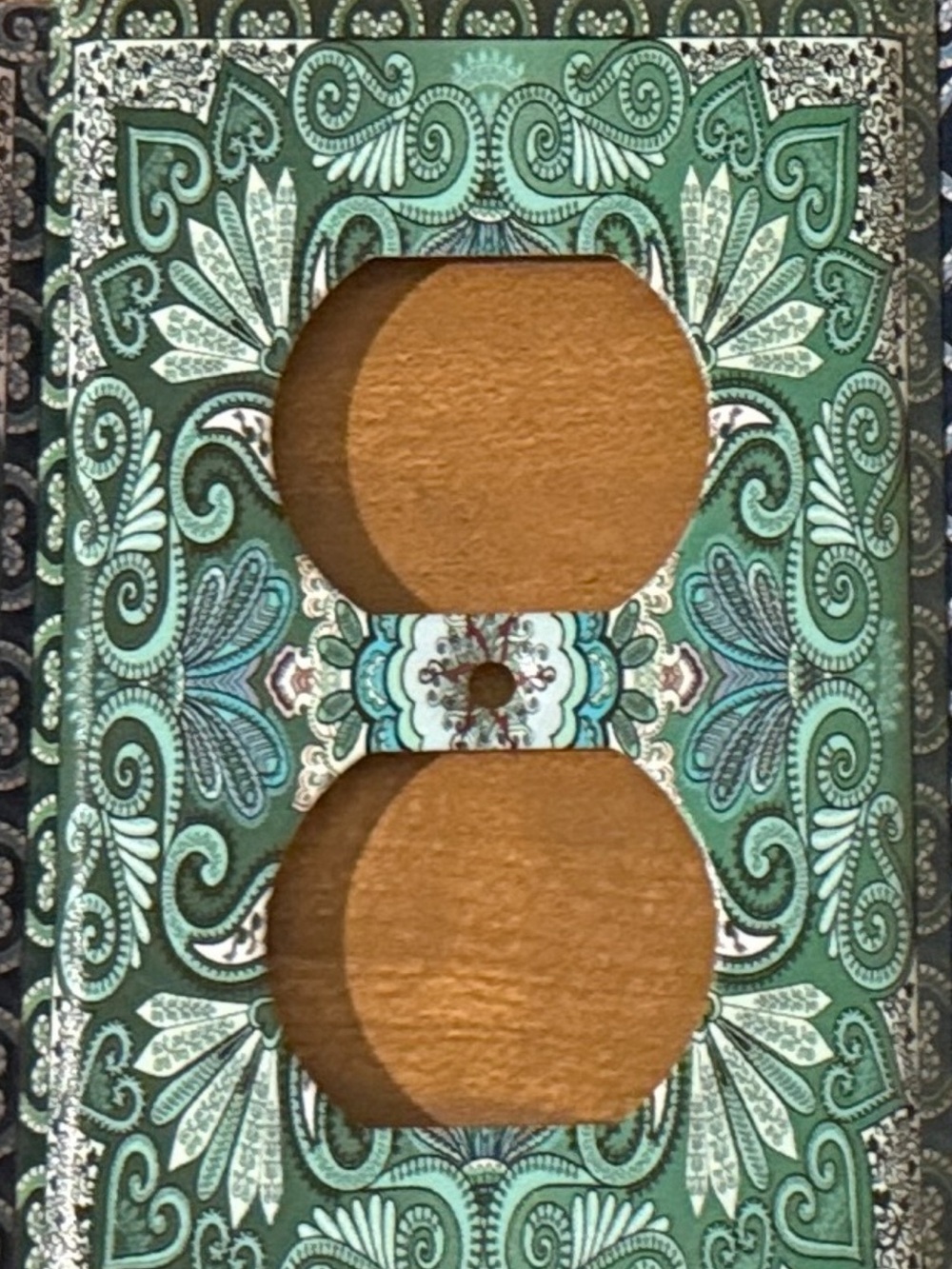 Decorative Teal Floral Outlet Cover Plate